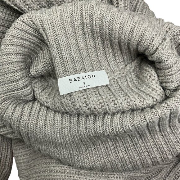 Babaton Guell Turtleneck Sweater Turner Taupe Size S Cropped 100% Merino Wool - Picture 7 of 9